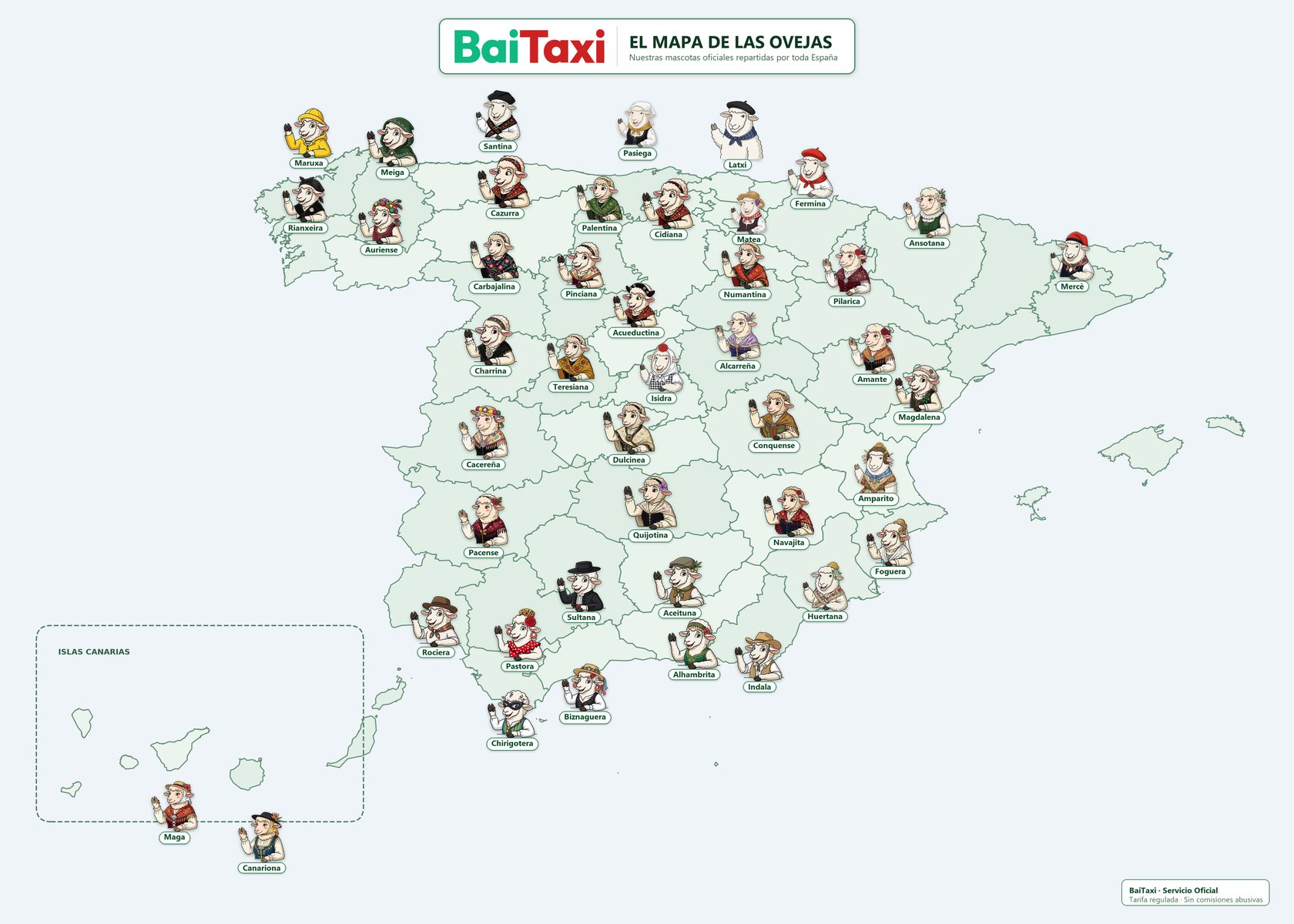 El mapa de las ovejas de BaiTaxi: nuestras mascotas repartidas por toda España